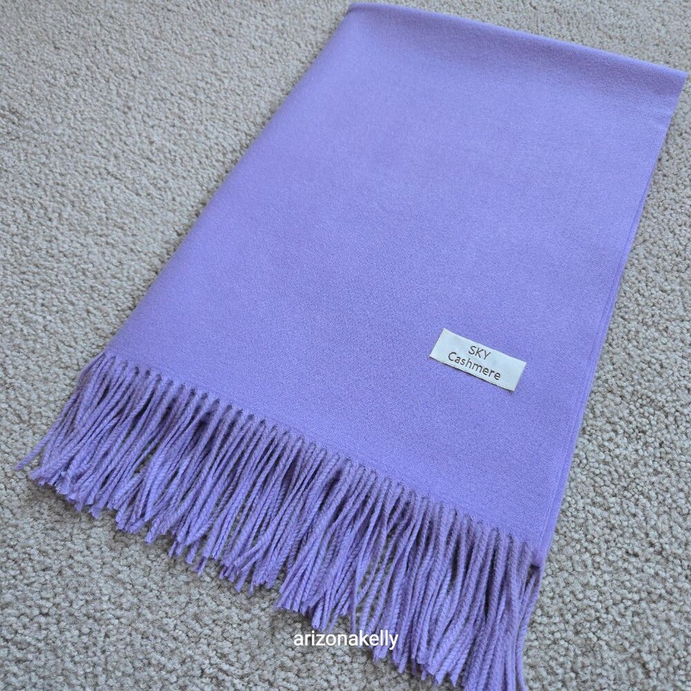 Sky Cashmere Lavender Fringed Scarf - Picture 8 of 13